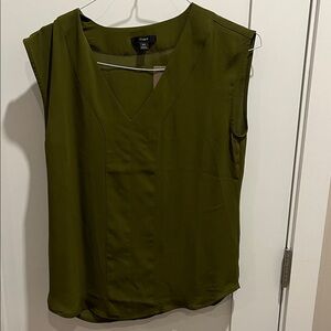 J. Crew Olive V-Neck Sleeveless Blouse